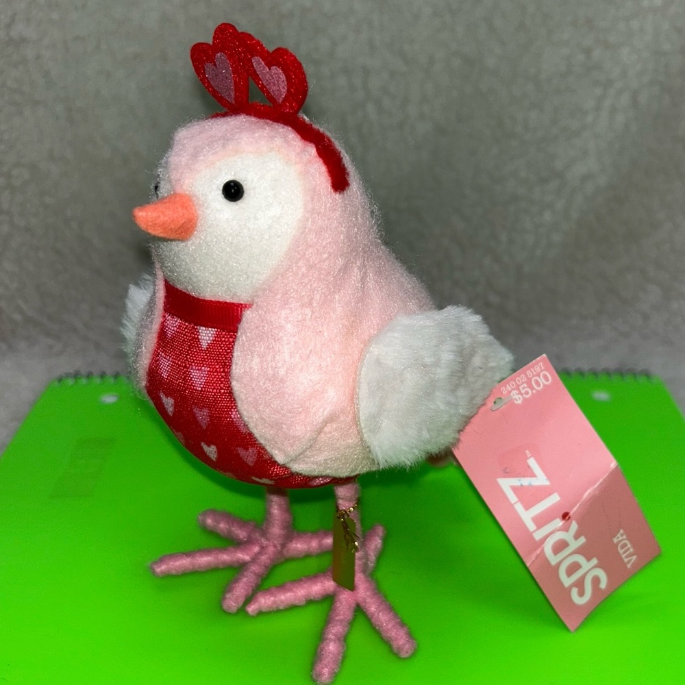 Spritz Target fabric bird 2021 Vida Valentine Day bird with tag heart head band